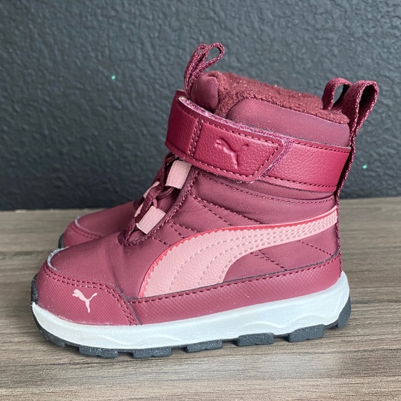 Puma Kids Winter Boots - Burgundy and Light Pink - Picture 1 of 5